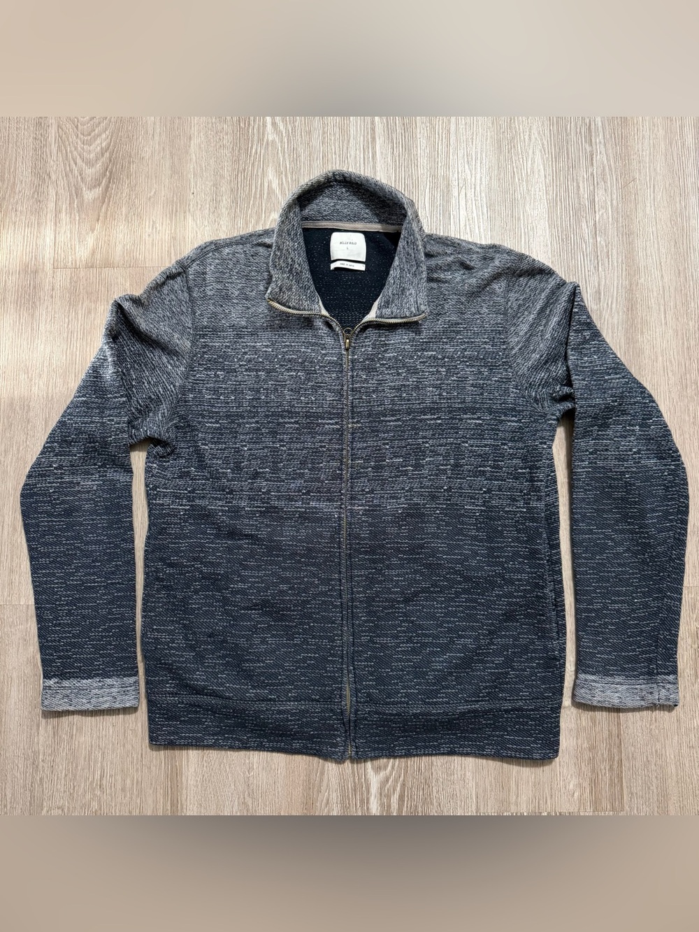 Billy Reid Men’s L Full Zip Cotton Knit Sweater Gray Made in Japan Jacket